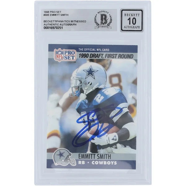 Emmitt Smith Signed 1990 Pro Set #685 Rookie Card | Beckett Authenticated