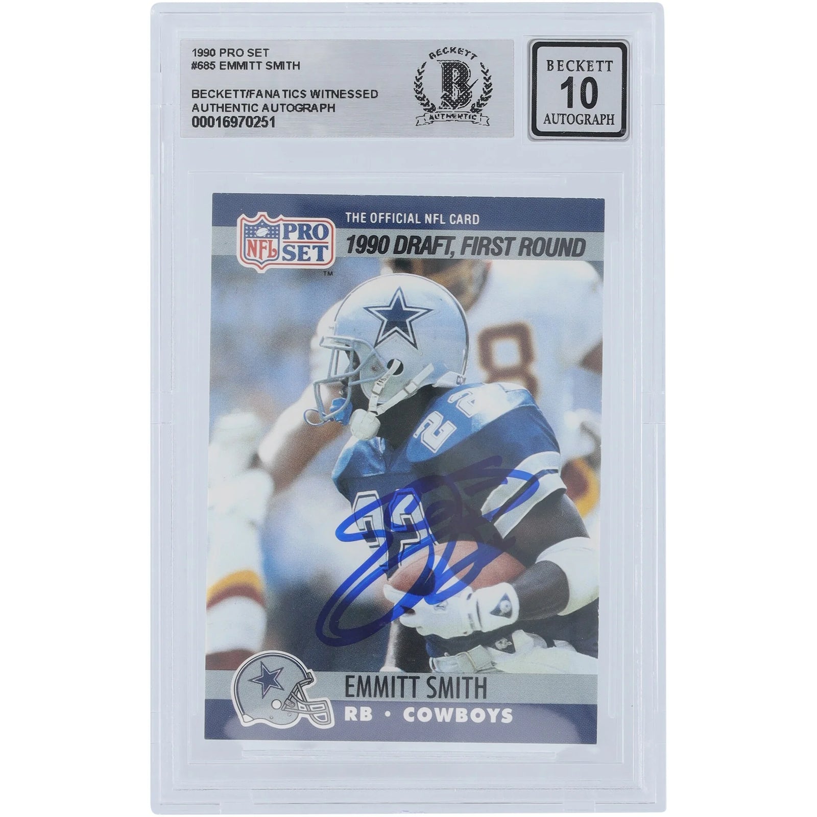 Emmitt Smith Signed 1990 Pro Set #685 Rookie Card | Beckett Authenticated