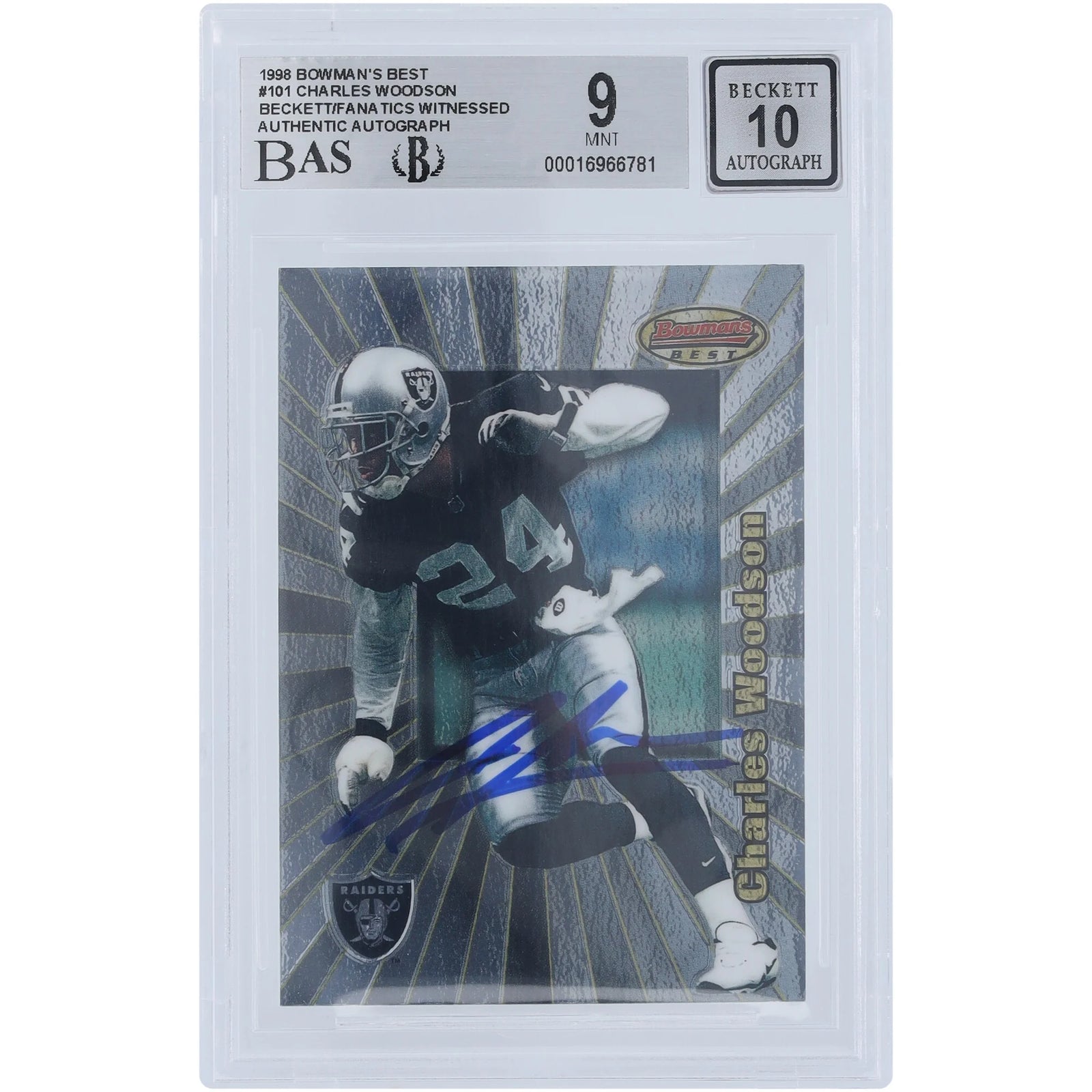 Charles Woodson Signed 1998 Bowman's Best #101 Rookie Card | Beckett 9