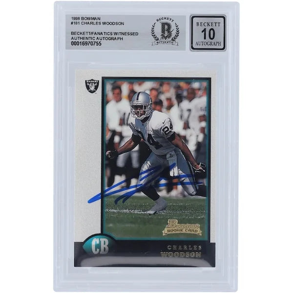 Charles Woodson Signed 1998 Bowman #181 Rookie Card | Beckett 10