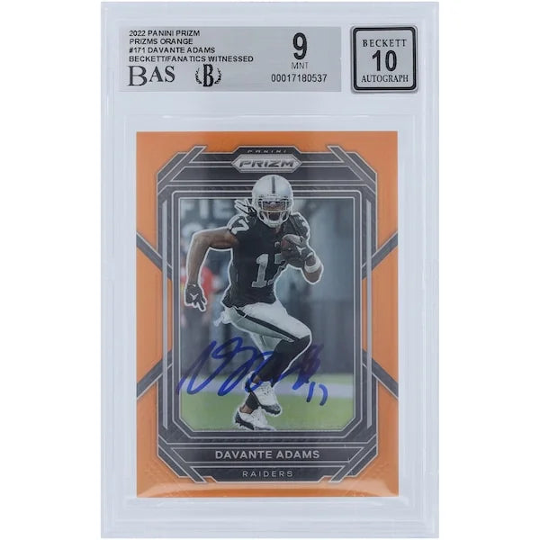 Davante Adams Signed 2022 Panini Prizm Orange #171 Card | Beckett Authenticated 9/10