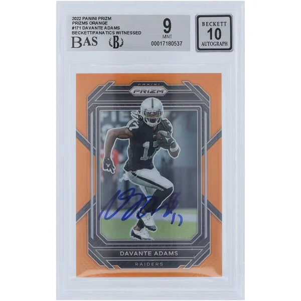 Davante Adams Signed 2022 Panini Prizm Orange #171 Card | Beckett Authenticated 9/10