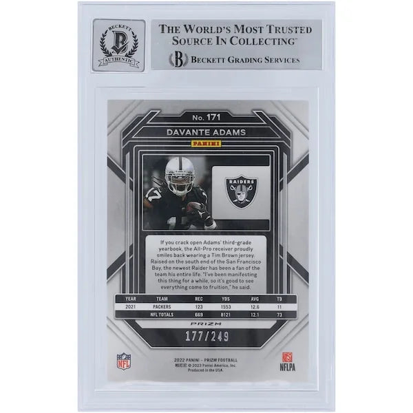 Davante Adams Signed 2022 Panini Prizm Orange #171 Card | Beckett Authenticated 9/10