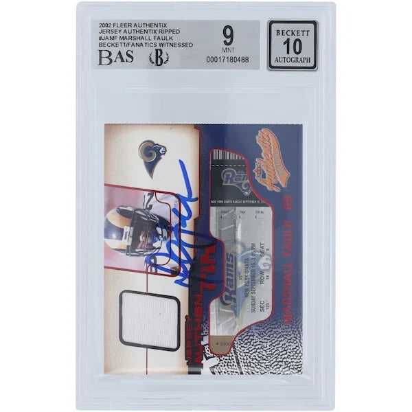 Marshall Faulk Signed 2002 Fleer Authentix Relic Card | Beckett Authenticated