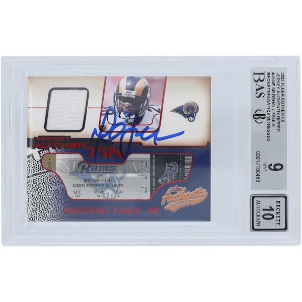 Marshall Faulk Signed 2002 Fleer Authentix Relic Card | Beckett Authenticated
