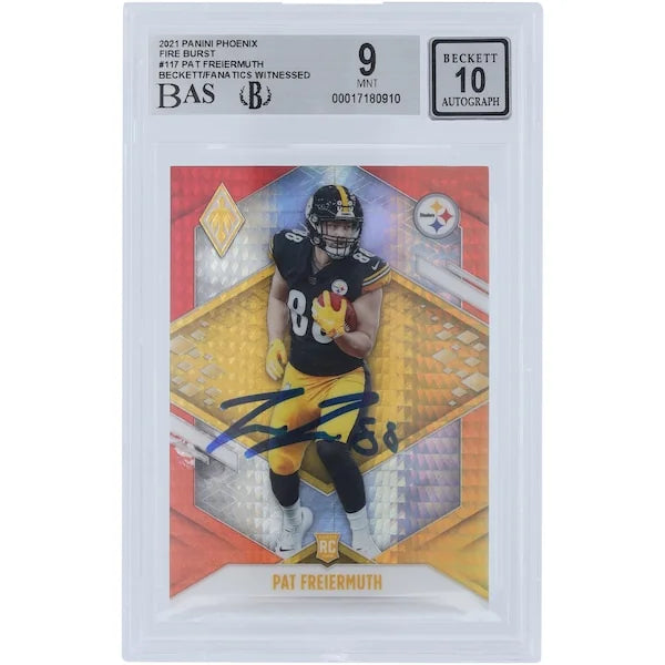 Pat Freiermuth Signed 2021 Panini Phoenix Fire Burst #117 Rookie Card | Beckett Graded 9