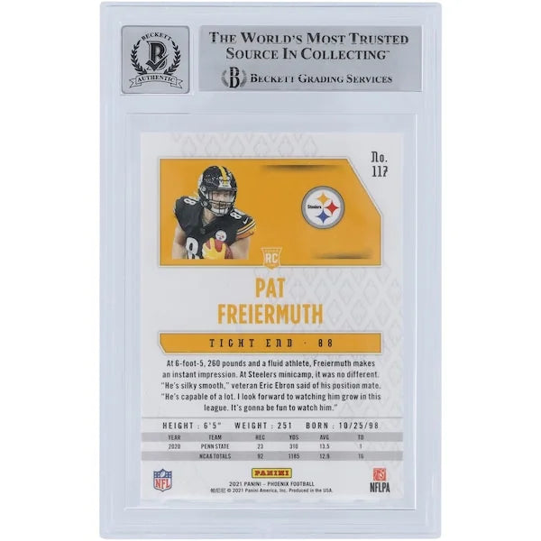 Pat Freiermuth Signed 2021 Panini Phoenix Fire Burst #117 Rookie Card | Beckett Graded 9