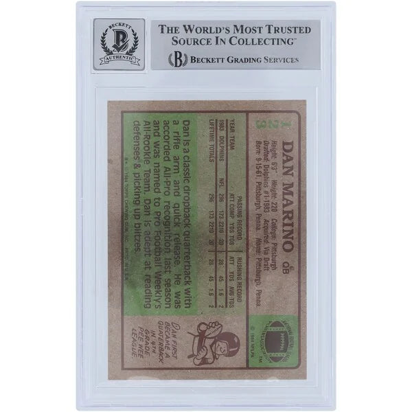 Dan Marino Signed 1984 Topps #123 Rookie Card | Beckett Authenticated 7.5