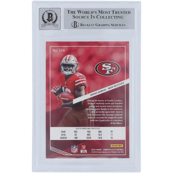 Deebo Samuel Signed 2019 Panini Donruss Elite Green Rookie Card #114 | Beckett Authenticat