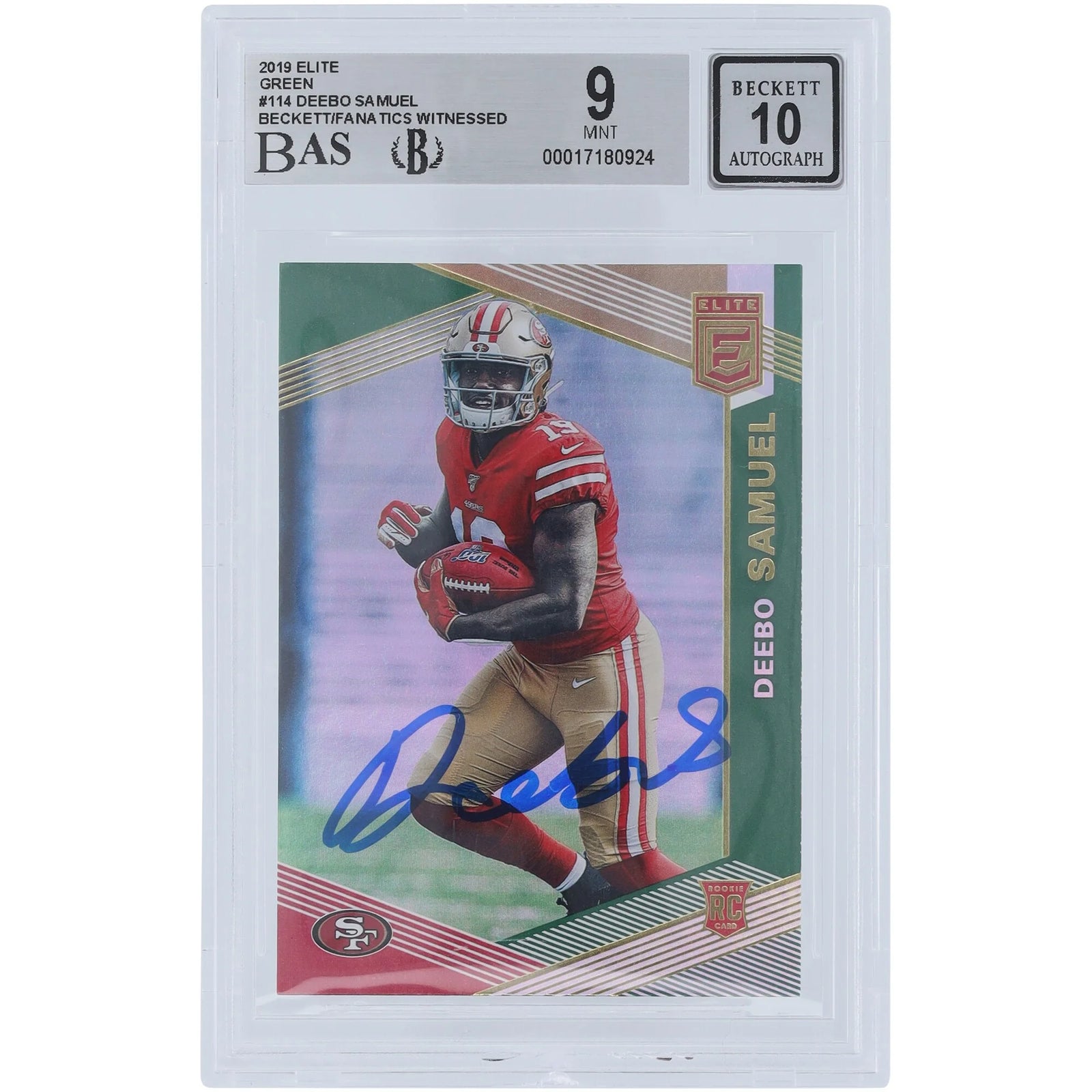 Deebo Samuel Signed 2019 Panini Donruss Elite Green Rookie Card #114 | Beckett Authenticat
