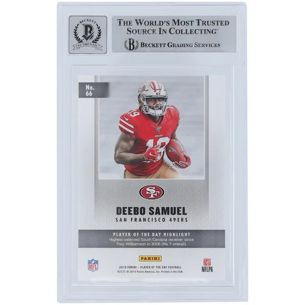 Deebo Samuel Signed 2019 Panini Player of the Day #66 Rookie Card | Beckett Graded 9