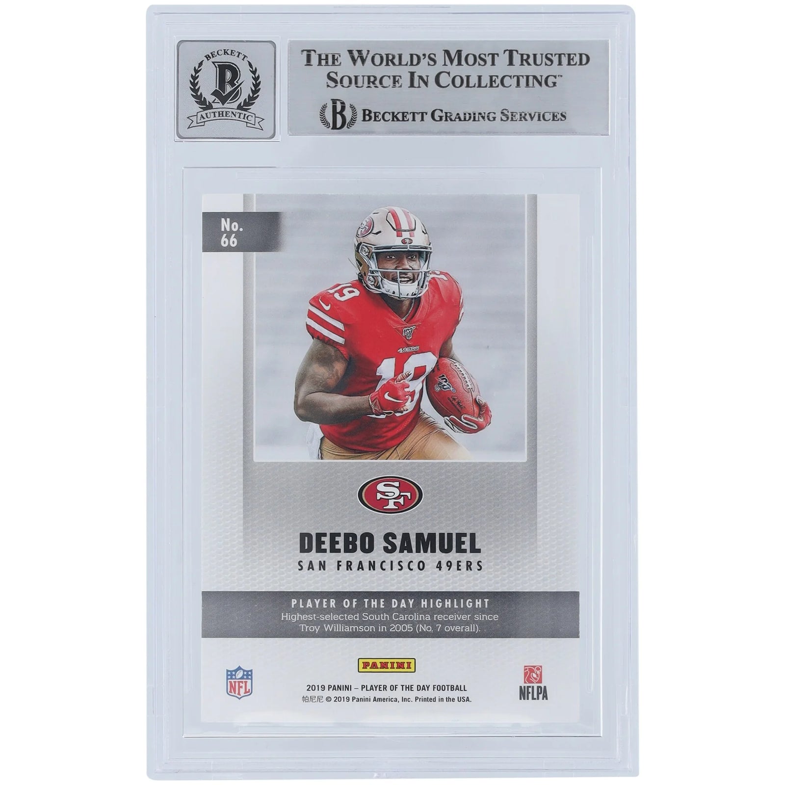 Deebo Samuel Signed 2019 Panini Player of the Day #66 Rookie Card | Beckett Graded 9