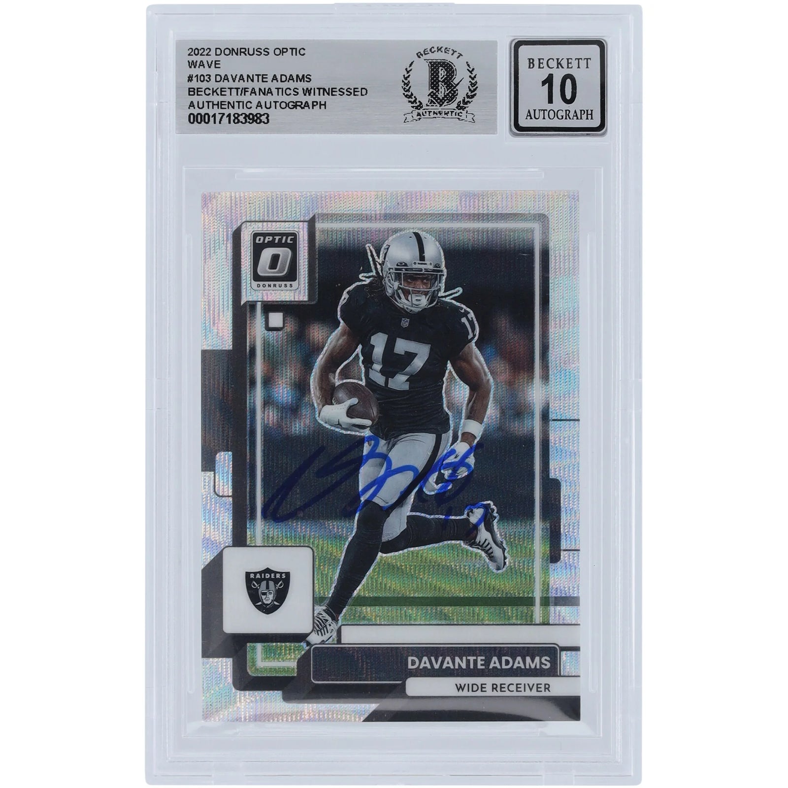 Davante Adams Signed 2022 Panini Donruss Optic Wave #103 Card | Beckett 10