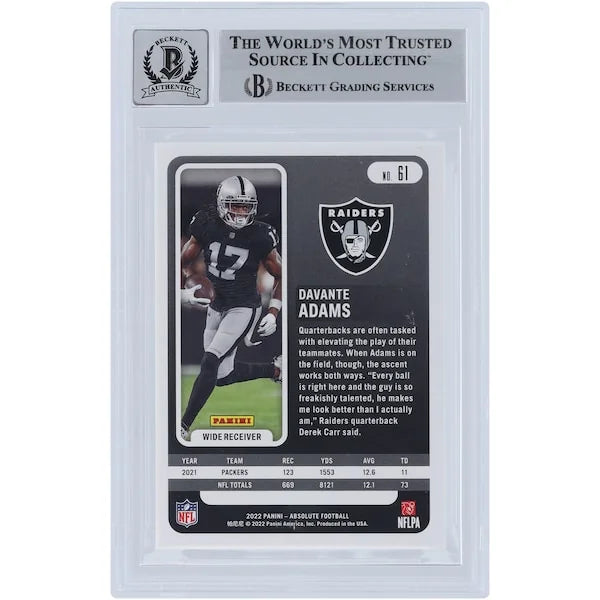 Davante Adams Signed 2022 Panini Absolute Spectrum Red #61 | Beckett Graded 10