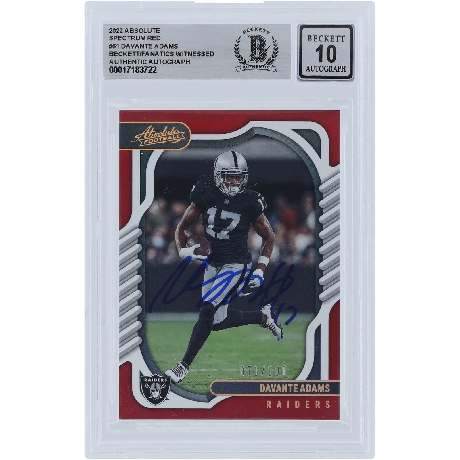 Davante Adams Signed 2022 Panini Absolute Spectrum Red #61 | Beckett Graded 10