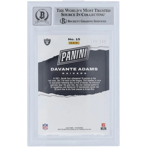 Davante Adams Signed 2022 Panini National Convention Orange Card #15 #/199 | Beckett 10