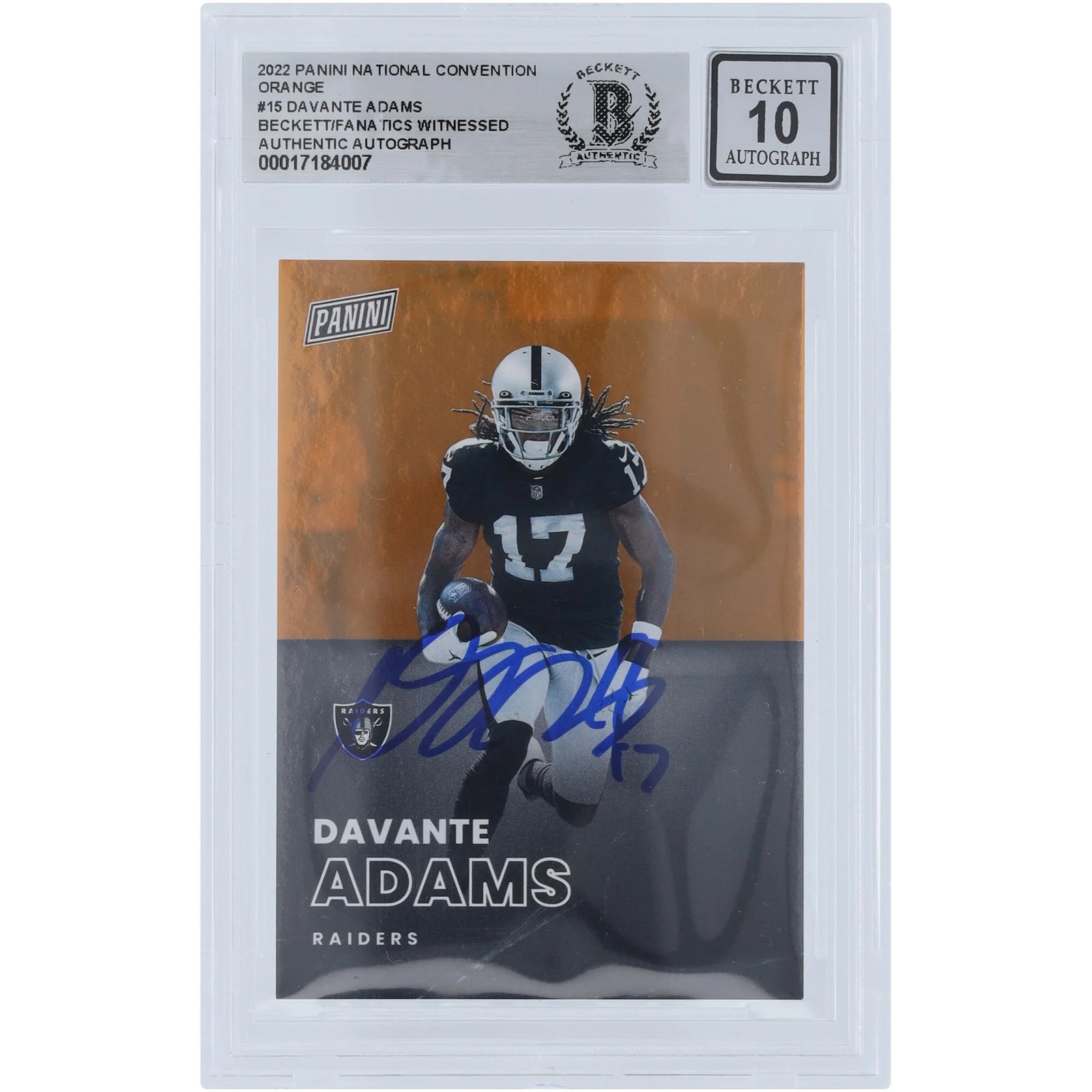 Davante Adams Signed 2022 Panini National Convention Orange Card #15 #/199 | Beckett 10