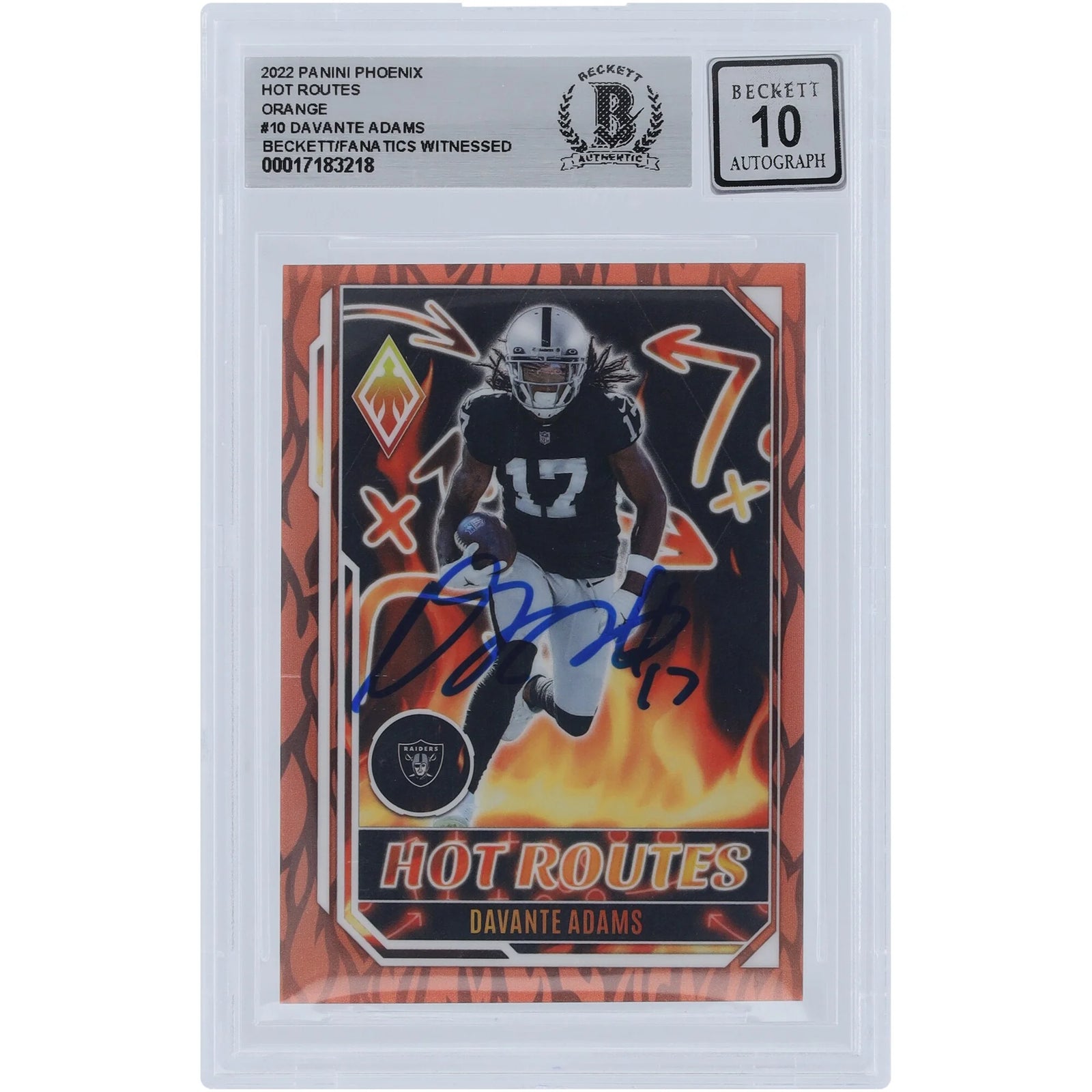 Davante Adams Signed 2022 Panini Phoenix Hot Routes Orange #HR-10 #/99 | Graded 10