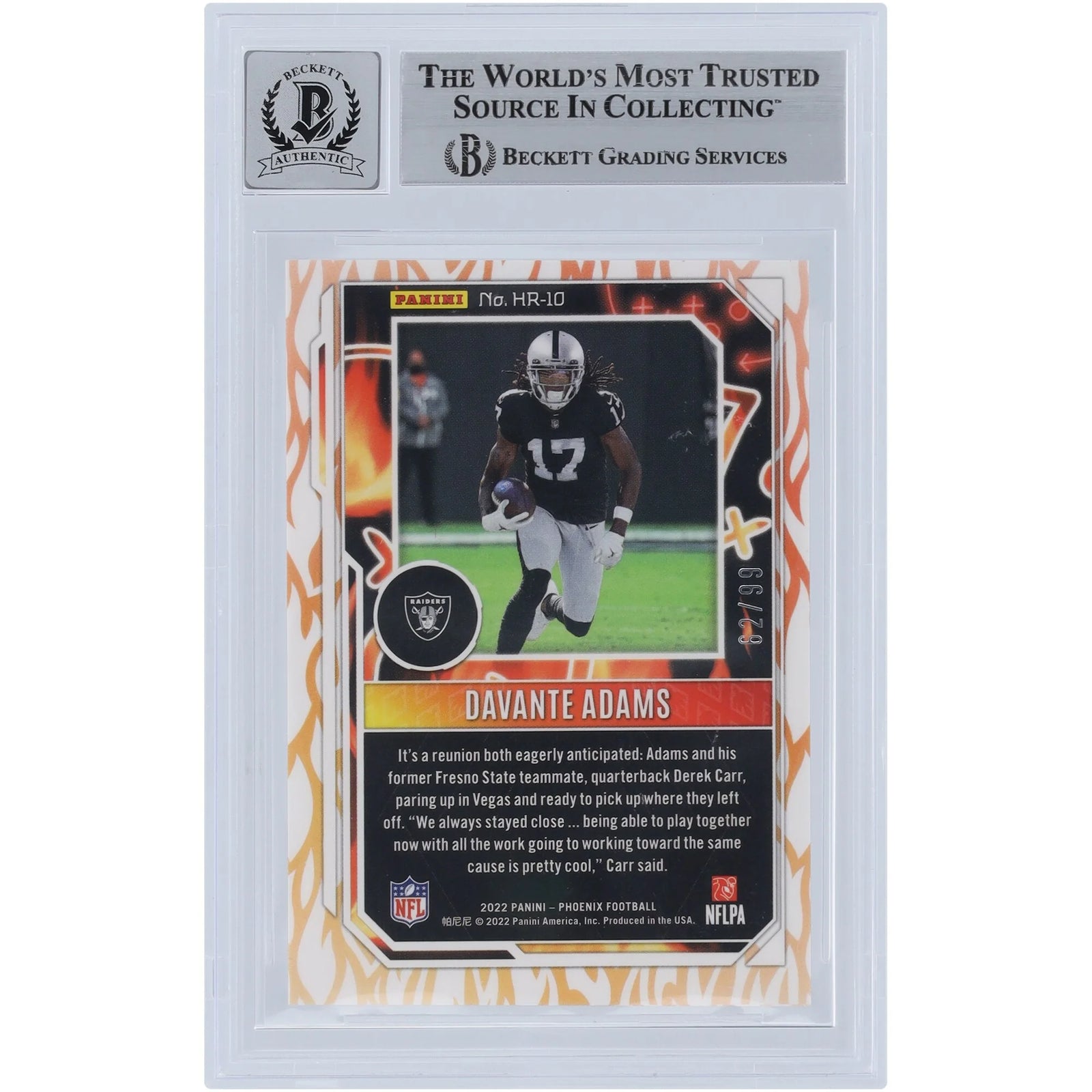 Davante Adams Signed 2022 Panini Phoenix Hot Routes Orange #HR-10 #/99 | Graded 10