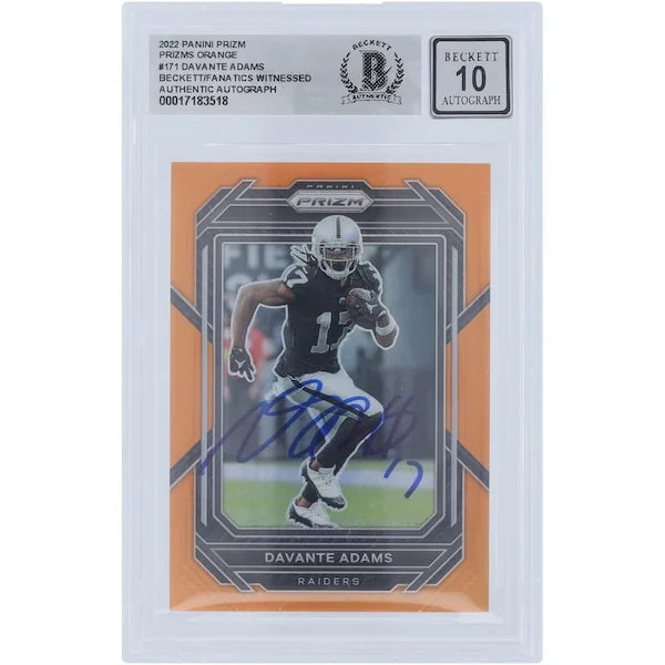 Davante Adams Signed 2022 Panini Prizm Orange Prizm #171 | Graded 10