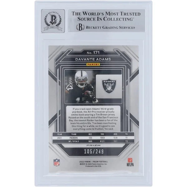 Davante Adams Signed 2022 Panini Prizm Orange Prizm #171 | Graded 10