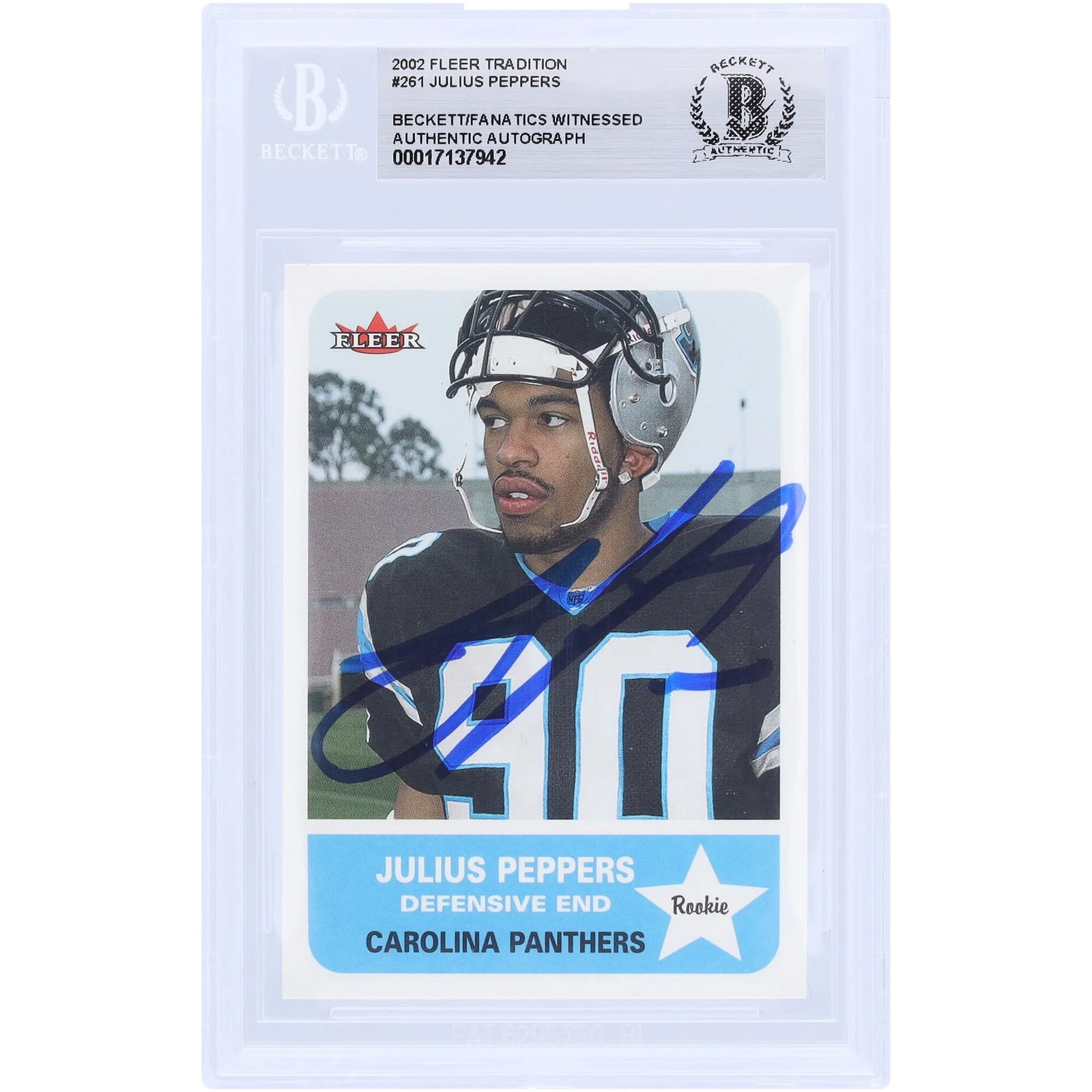 Julius Peppers Signed 2002 Fleer Tradition #261 Rookie Card | Beckett Authenticated