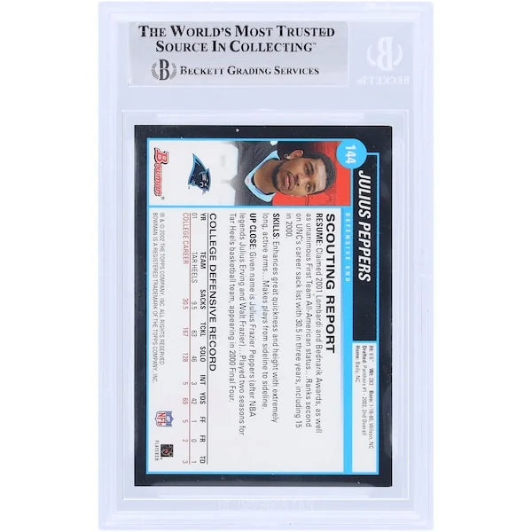 Julius Peppers Signed 2002 Bowman #144 Rookie Card | Panthers