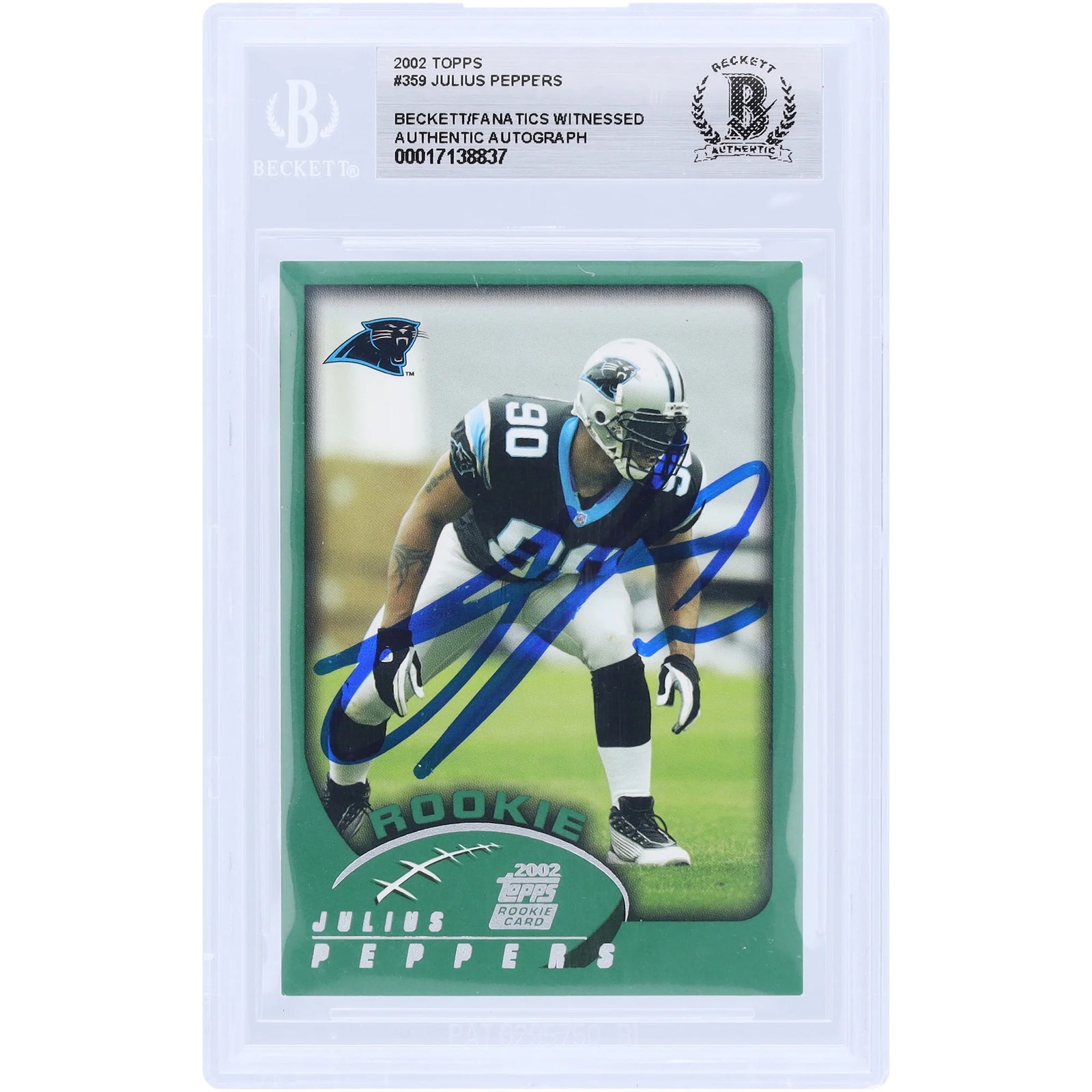 Julius Peppers Signed 2002 Topps #359 Rookie Card | Beckett Authenticated