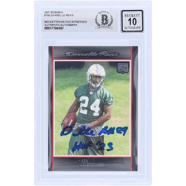 Darrelle Revis Signed 2007 Bowman #199 Rookie Card | Graded 10 with HOF 23 Inscription