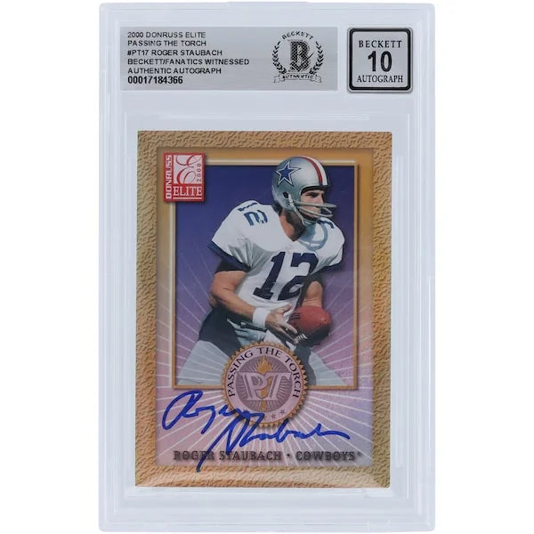 Roger Staubach Signed 2000 Donruss Passing the Torch #PT-17 | Graded 10