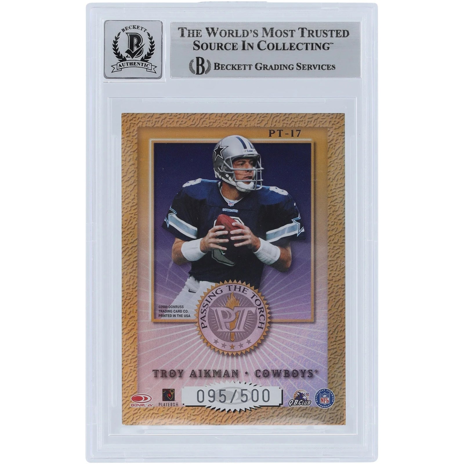 Roger Staubach Signed 2000 Donruss Passing the Torch #PT-17 | Graded 10