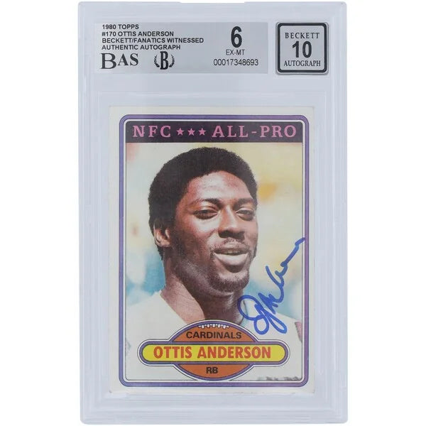 Ottis Anderson Signed 1980 Topps #170 Rookie Card | Beckett Authenticated