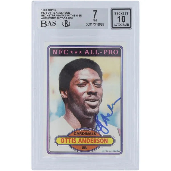 Ottis Anderson Signed 1980 Topps #170 Rookie Card | Beckett Authenticated 7/10