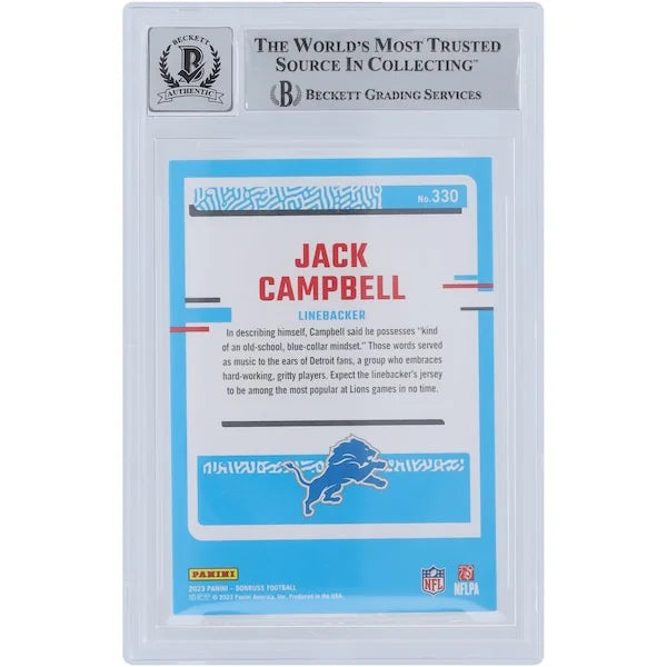 Jack Campbell Signed 2023 Panini Donruss Rated Rookie #330 | Beckett 10