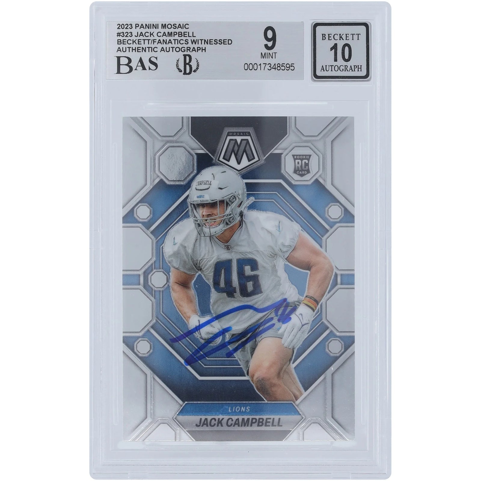 Jack Campbell Signed 2023 Panini Mosaic #323 Rookie Card | Beckett 9