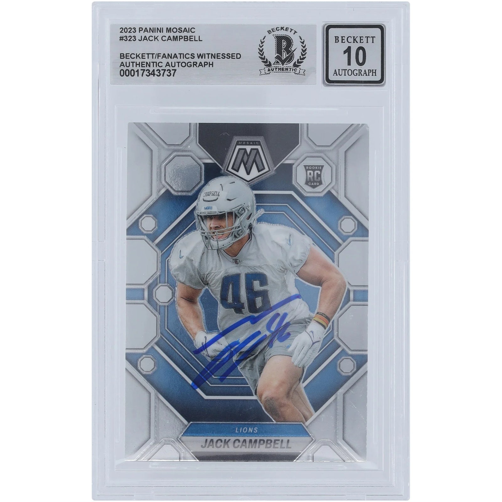 Jack Campbell Signed 2023 Panini Mosaic #323 Rookie Card | Beckett Graded 10
