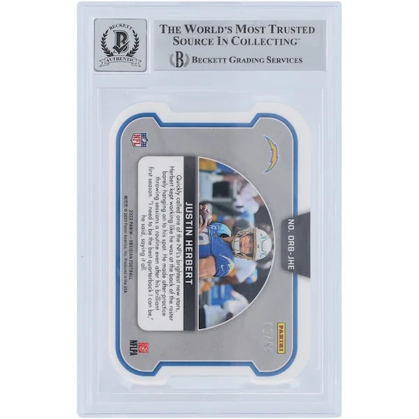 Justin Herbert Signed 2022 Panini Obsidian Orbital Card | #/99 Beckett 10