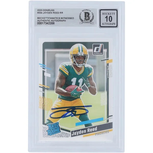 Jayden Reed Signed 2023 Panini Donruss Rated Rookie #334 | Beckett Graded 10