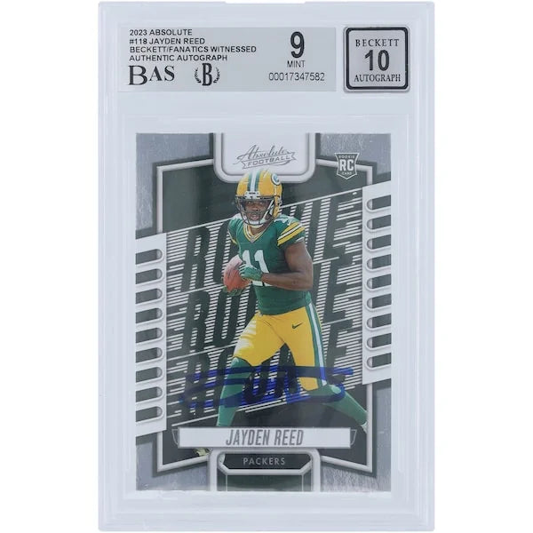 Jayden Reed Signed 2023 Panini Absolute #118 Rookie Card | Beckett Graded 9