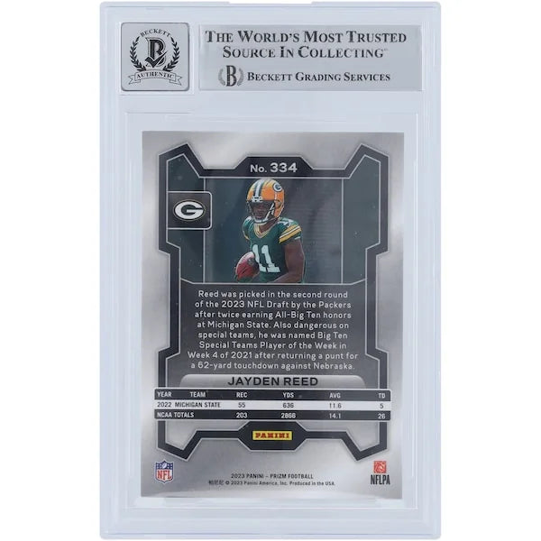 Jayden Reed Signed 2023 Panini Prizm #334 Rookie Card | Graded 10