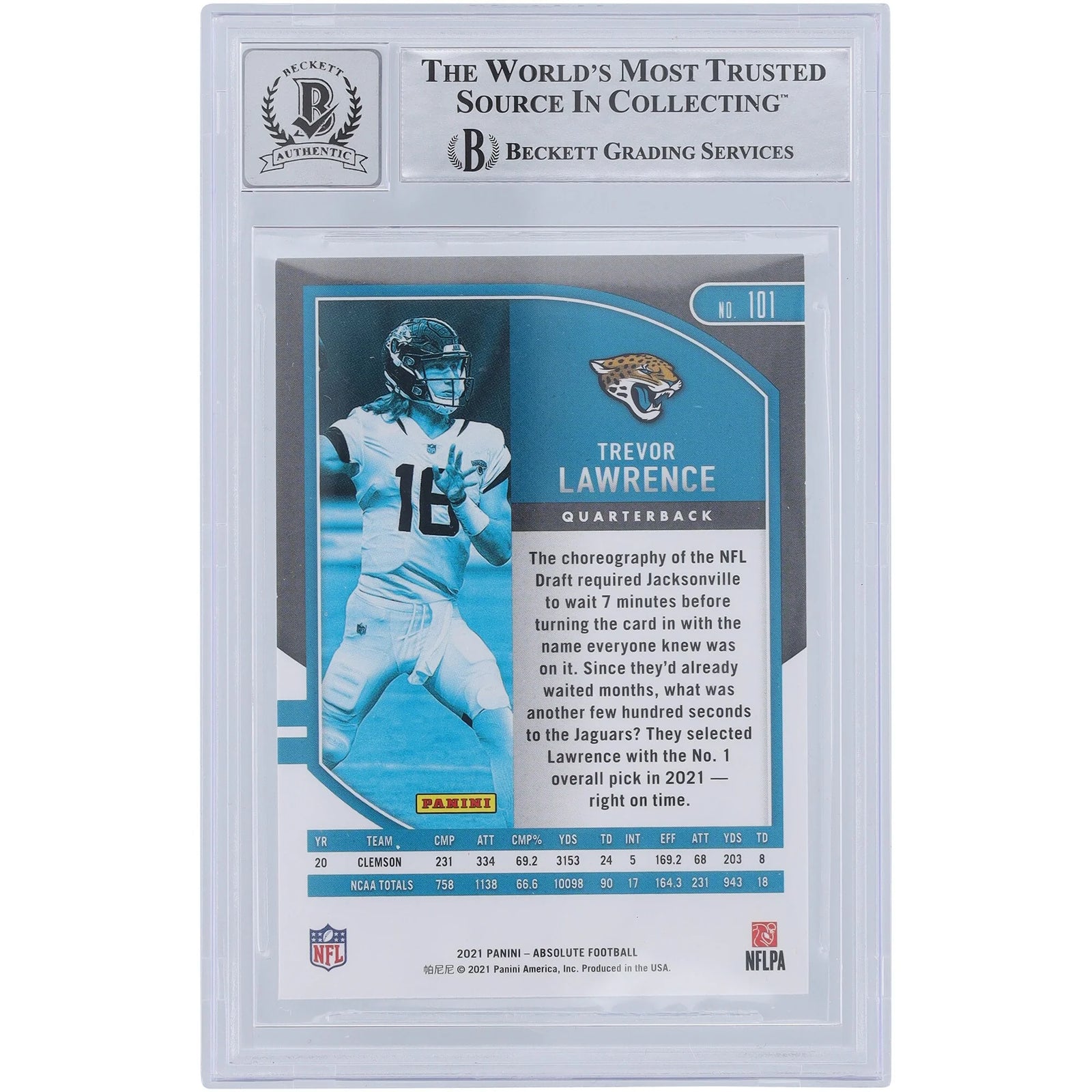 Trevor Lawrence Signed 2021 Panini Absolute #101 Rookie Card | Graded 9