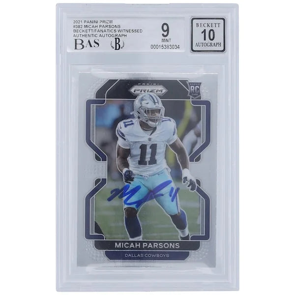 Micah Parsons Signed 2021 Panini Prizm #382 Rookie Card | Beckett Graded 9