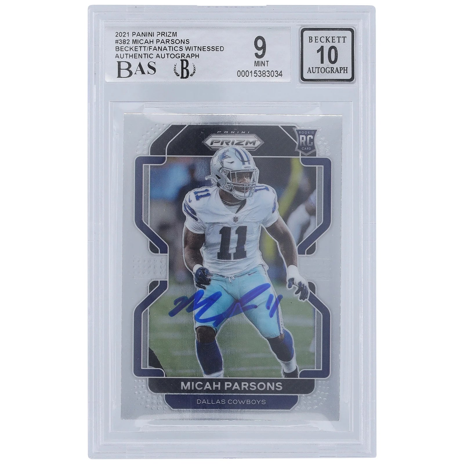 Micah Parsons Signed 2021 Panini Prizm #382 Rookie Card | Beckett Graded 9