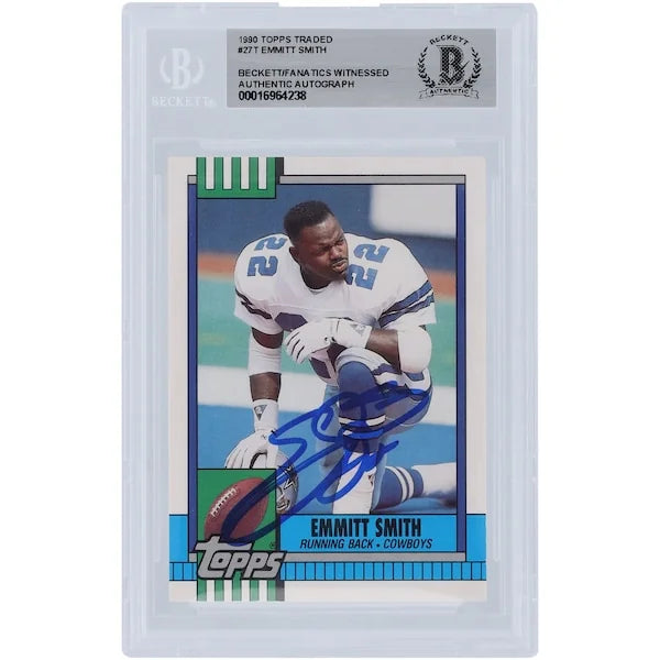 Emmitt Smith Signed 1990 Topps Traded #27T Rookie Card | Beckett Authenticated