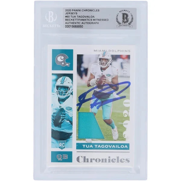 Tua Tagovailoa Signed 2020 Panini Chronicles Jersey #60 Card | Beckett Authenticated