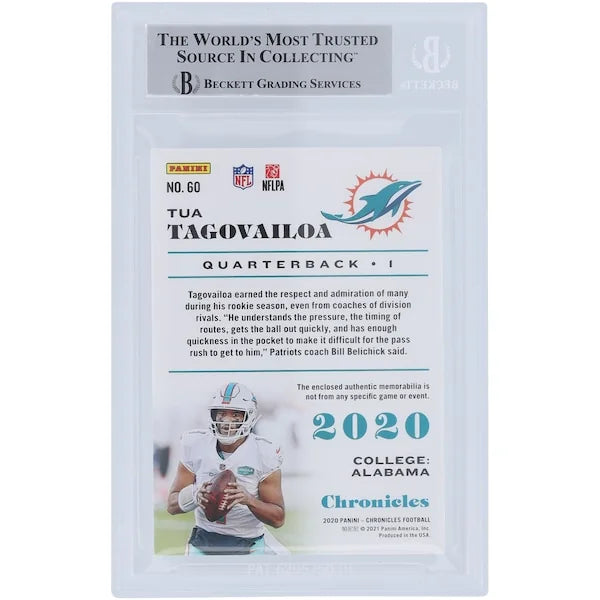 Tua Tagovailoa Signed 2020 Panini Chronicles Jersey #60 Card | Beckett Authenticated