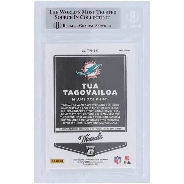 Tua Tagovailoa Signed 2021 Panini Donruss Optic Threads Blue Hyper Relic #TH-14 | Beckett
