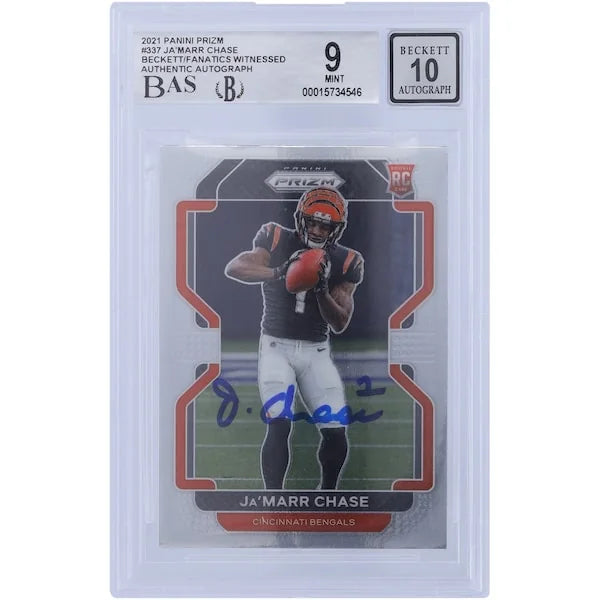 Ja'Marr Chase Signed 2021 Panini Prizm #337 Rookie Card | Beckett 9