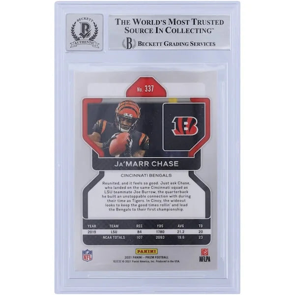 Ja'Marr Chase Signed 2021 Panini Prizm #337 Rookie Card | Beckett 9