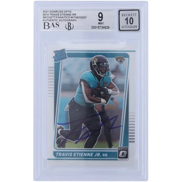 Travis Etienne Signed 2021 Panini Donruss Optic #214 Rookie Card | Beckett 9